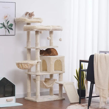 Multi-Level Cat Tree, Large Cat Tower with Bigger Hammock, 3 Cozy Perches, Scratching Posts, Stable for Kitten/Gig Cat