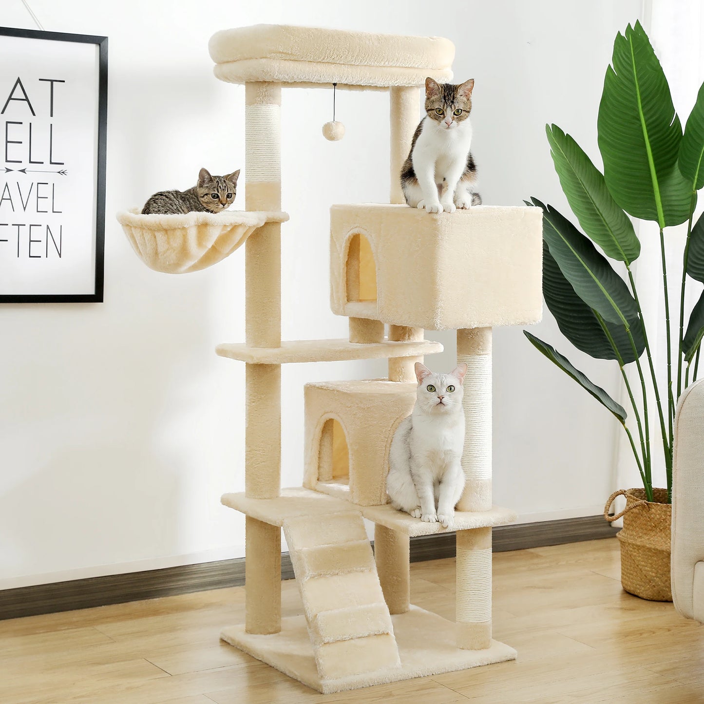 Multi-Level Cat Tree with Condo Scratching Posts Large Cat Tower with Hammock Cat Accessories Kitty Cat Toys Cat Pet Supplies