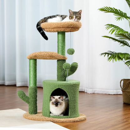 Fast Delivery Cactus Cat Tree with Condo Hammock Cat Tower Scratching Post for Kitten Bed Scratcher Cat Accessories Pet Cat Toys